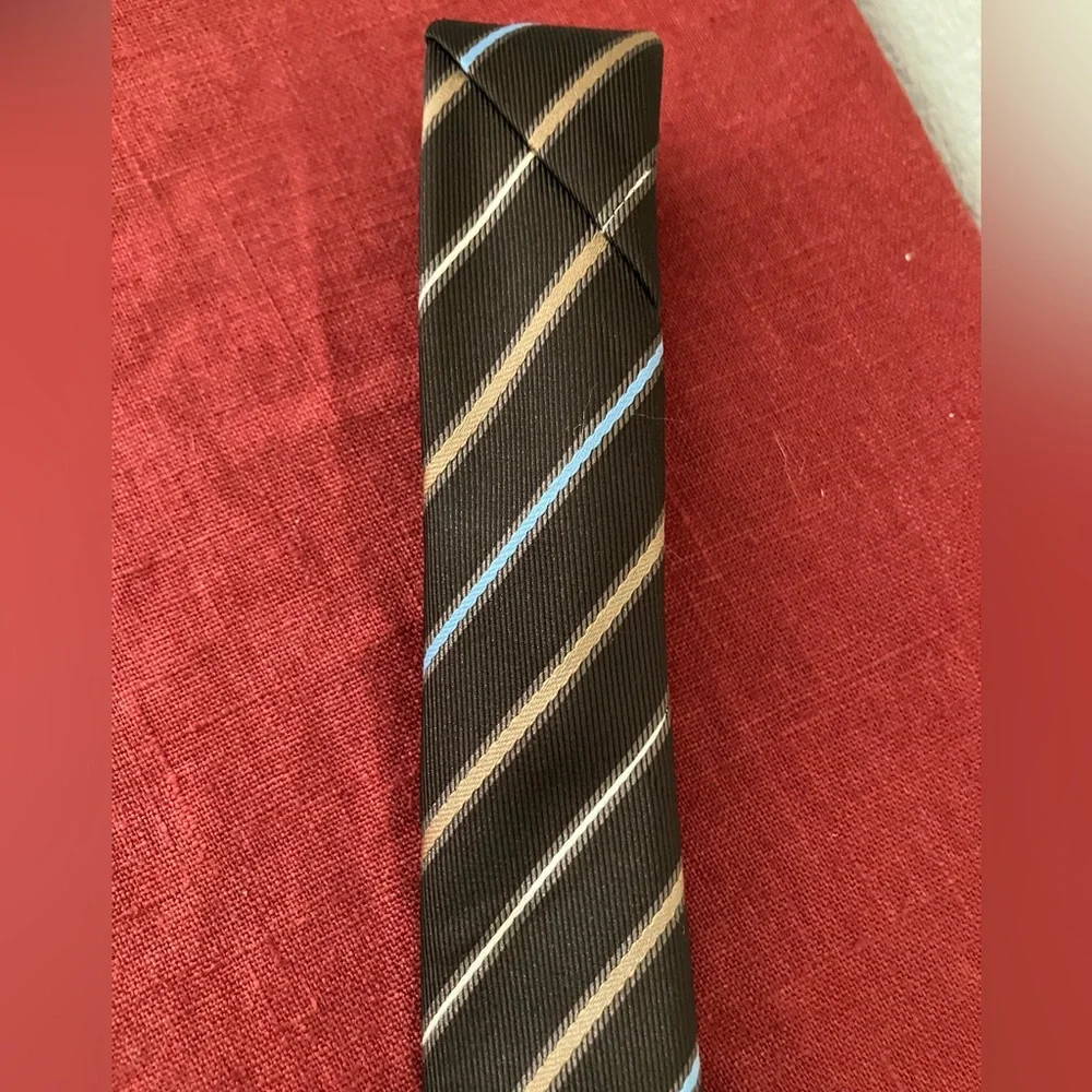 Vintage '70s/'80s Christian Dior Striped Neck Tie Logo Monogram Brown Blue